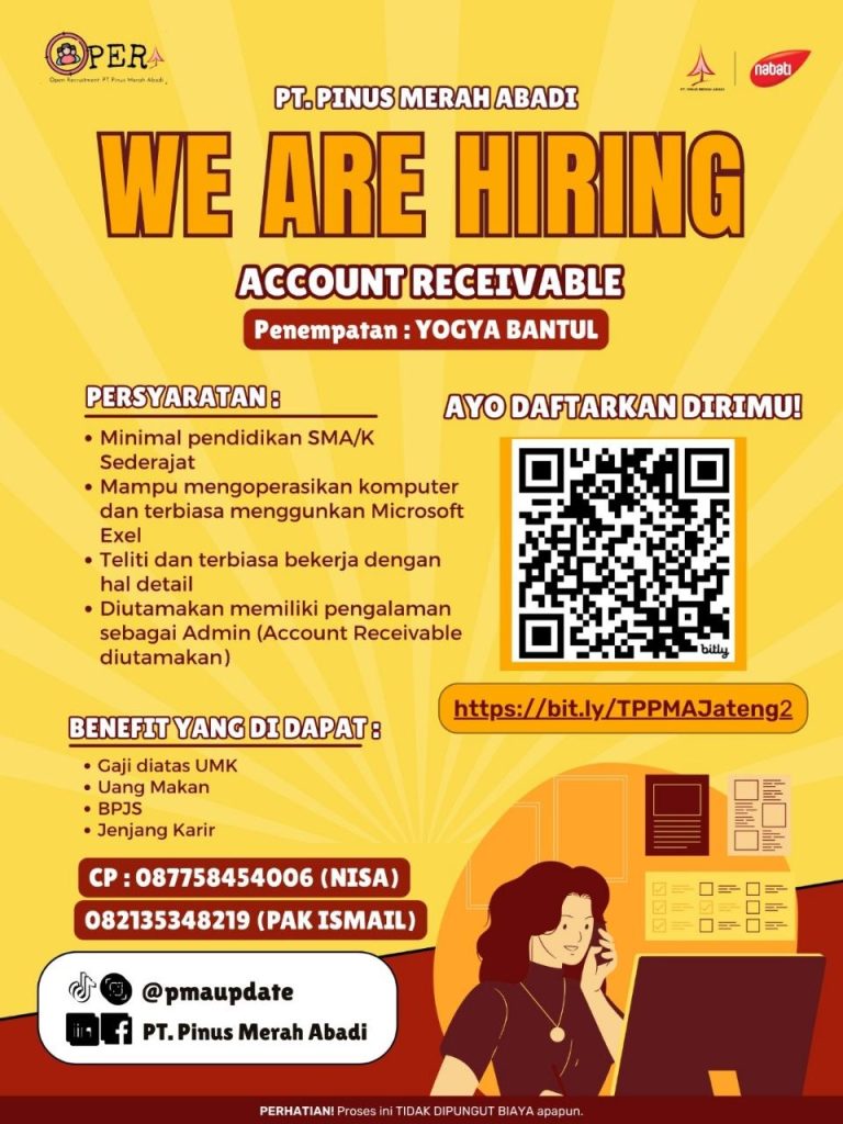 Poster lowongan PT. Pinus Merah Abadi