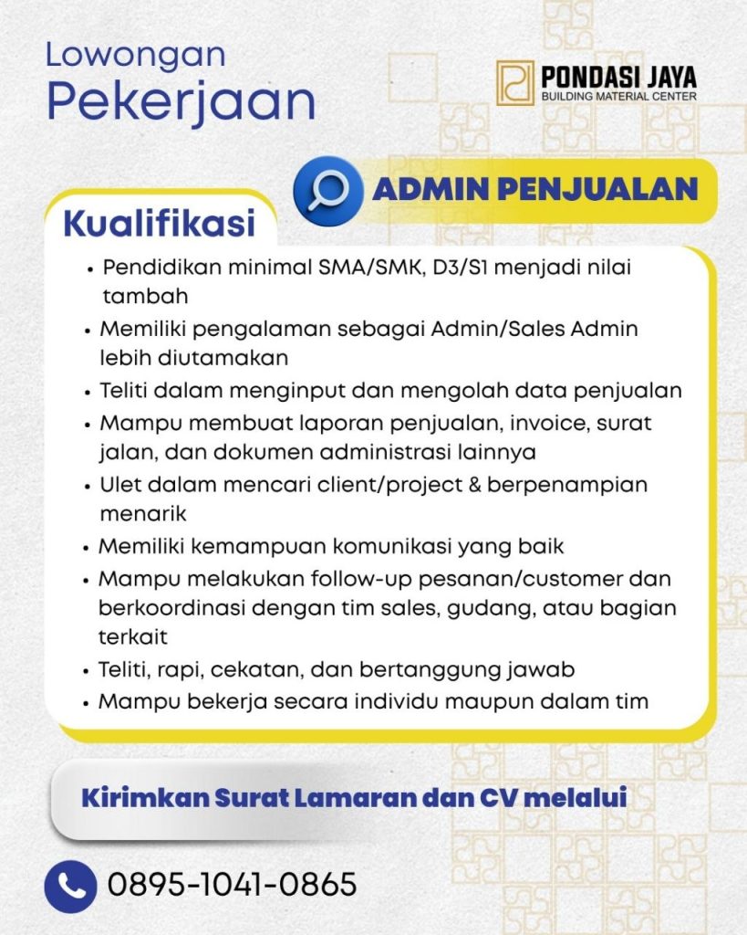 Poster lowongan PONDASI JAYA