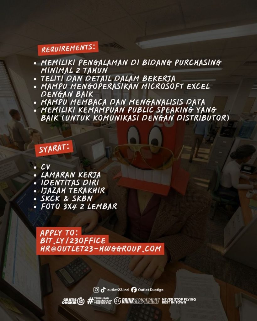 Poster lowongan Outlet 23 HWG