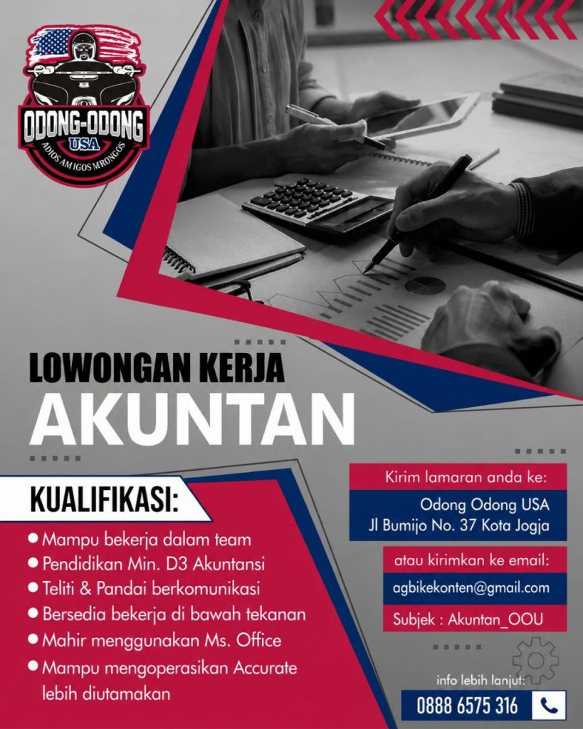 Poster lowongan Odong Odong USA