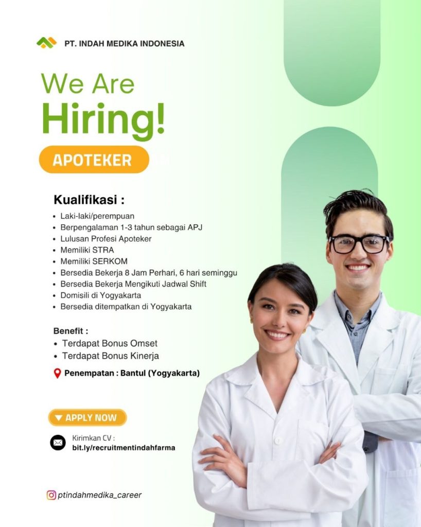 Poster lowongan PT. Indah Medika Indonesia