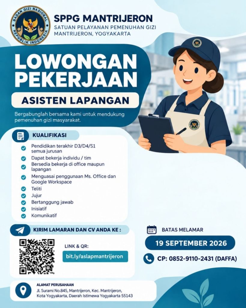 Poster lowongan SPPG Mantrijeron