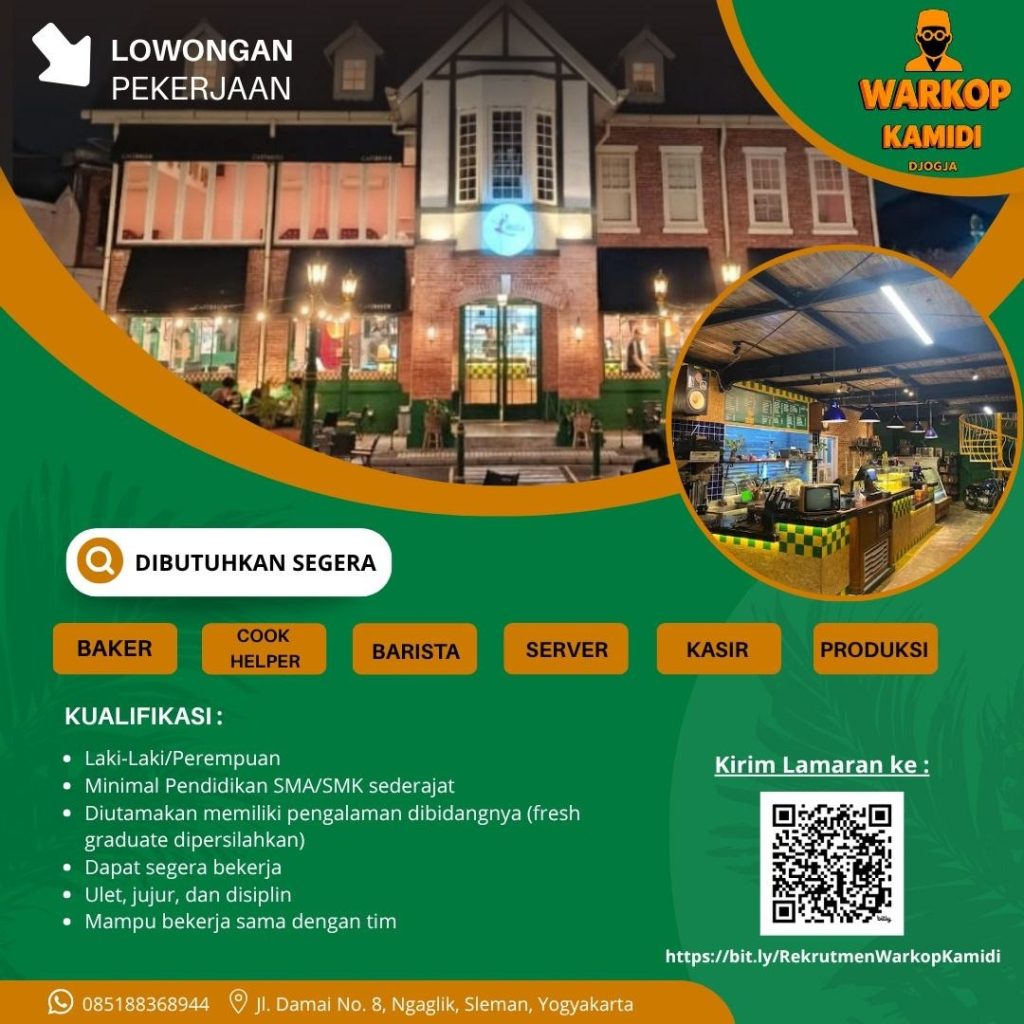 Poster lowongan Warkop Kamidi