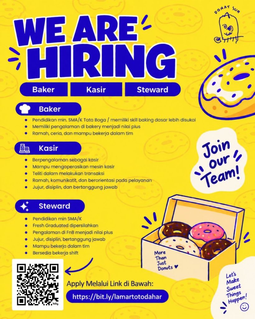 Poster lowongan Donat Sur