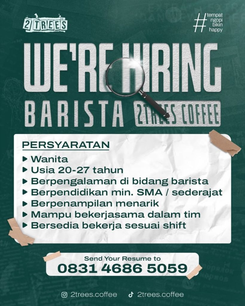 Poster lowongan 2Trees Coffee