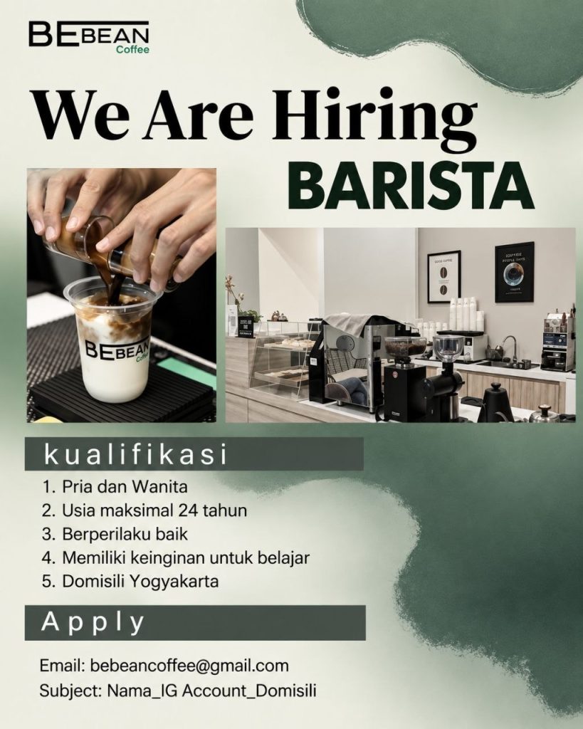 Poster lowongan BE BEAN Coffee