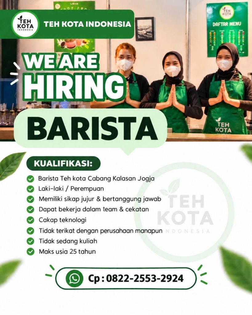 Poster lowongan TEH KOTA INDONESIA