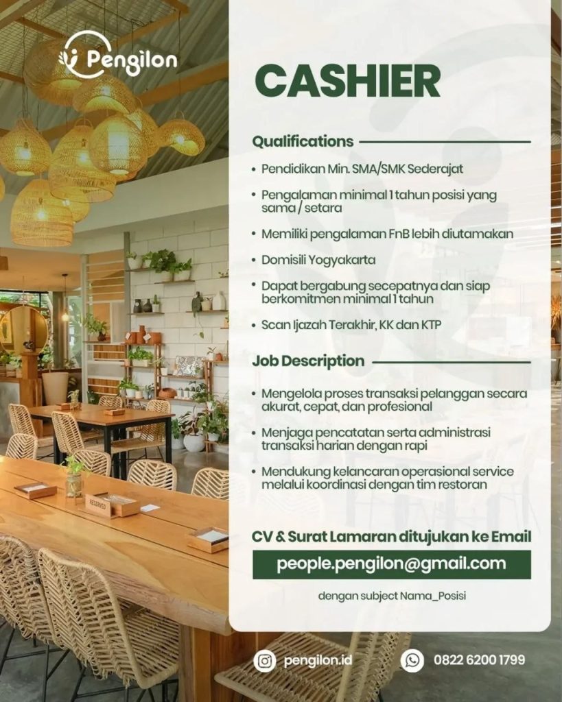 Poster lowongan Pengilon