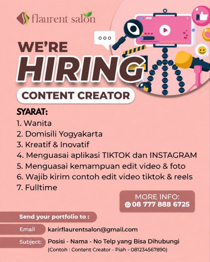 Poster lowongan Flaurent Salon