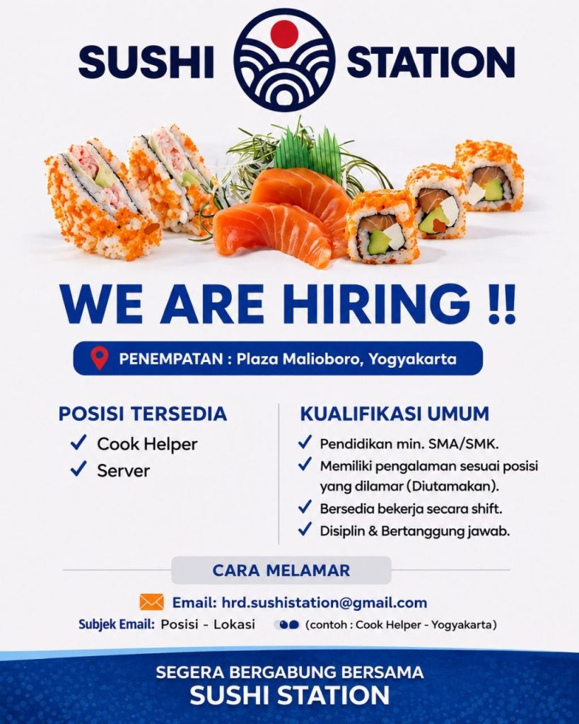 Poster lowongan Sushi Station