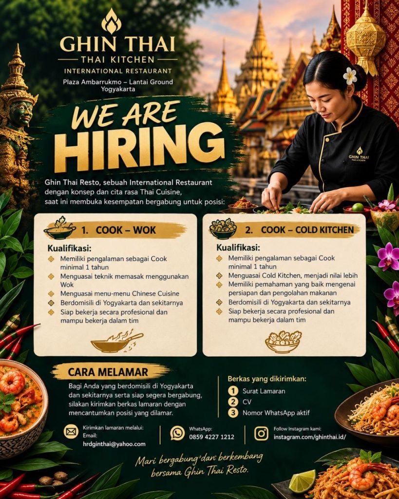 Poster lowongan GHIN THAI RESTO