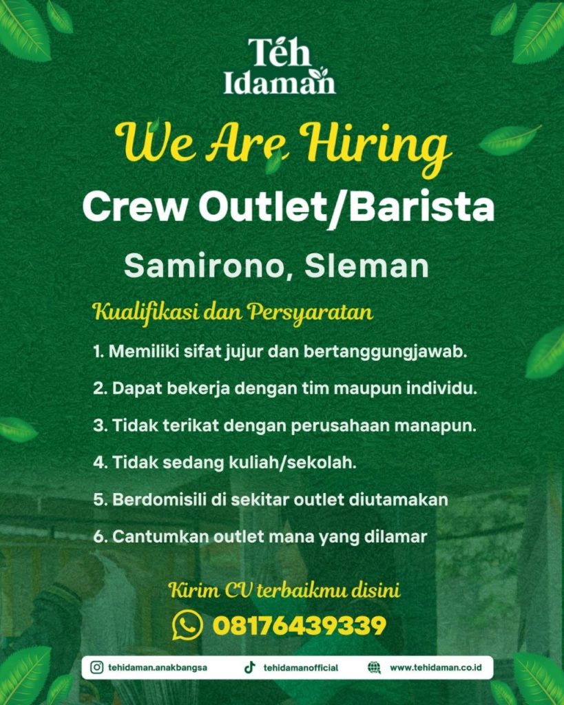 Poster lowongan PT Idaman Anak Bangsa