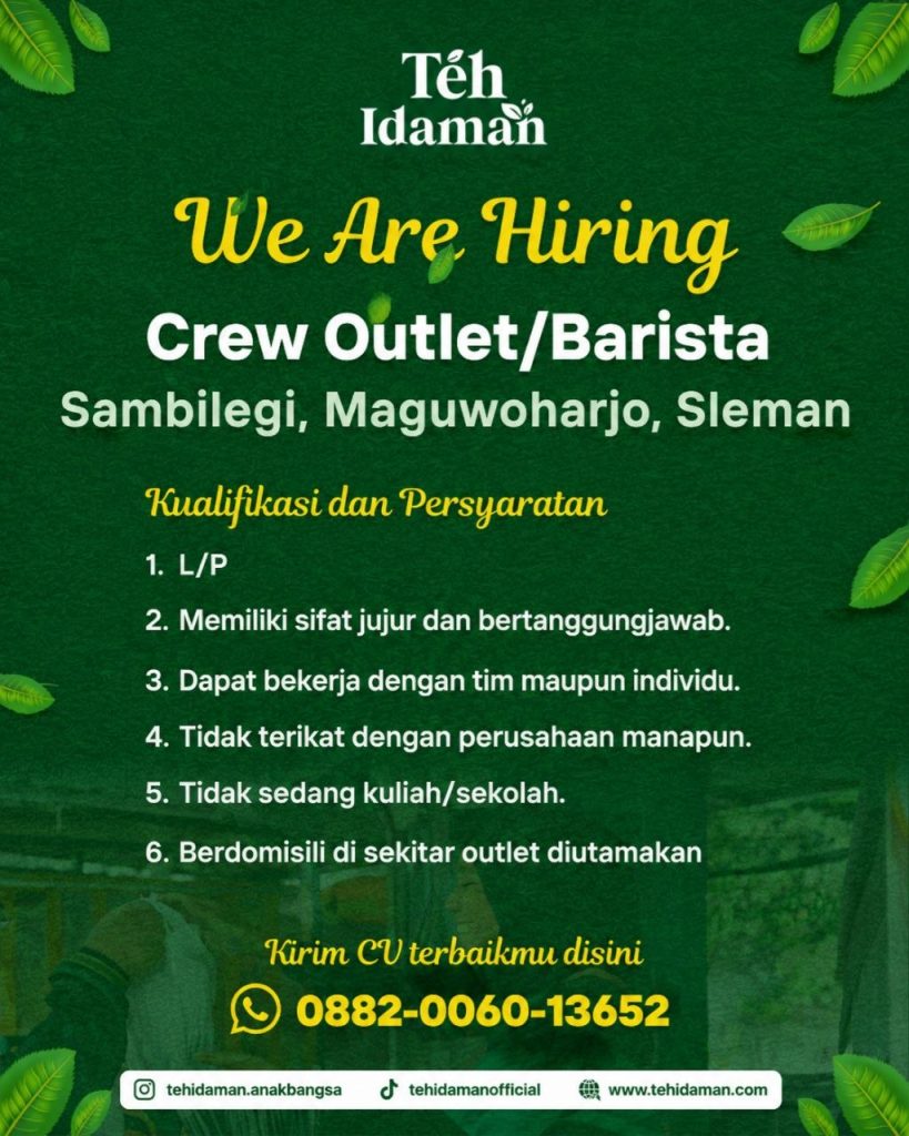 Poster lowongan Teh Idaman