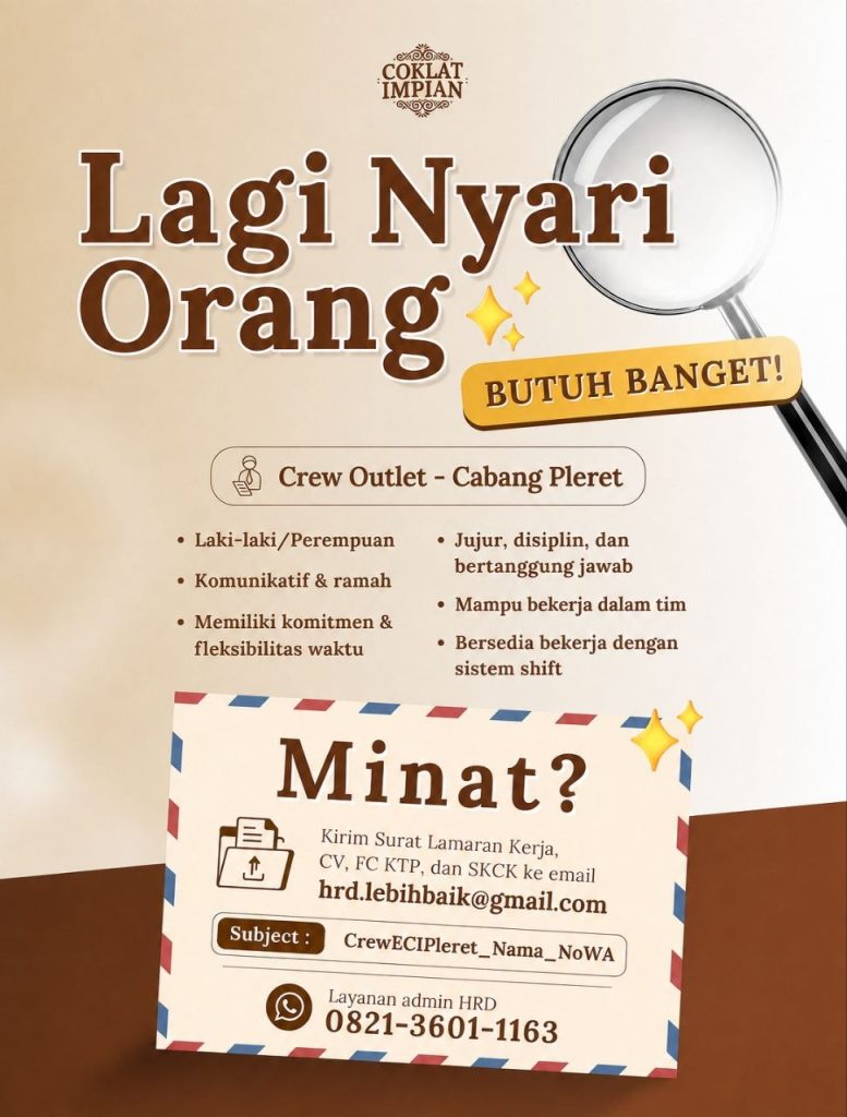 Poster lowongan Coklat Impian