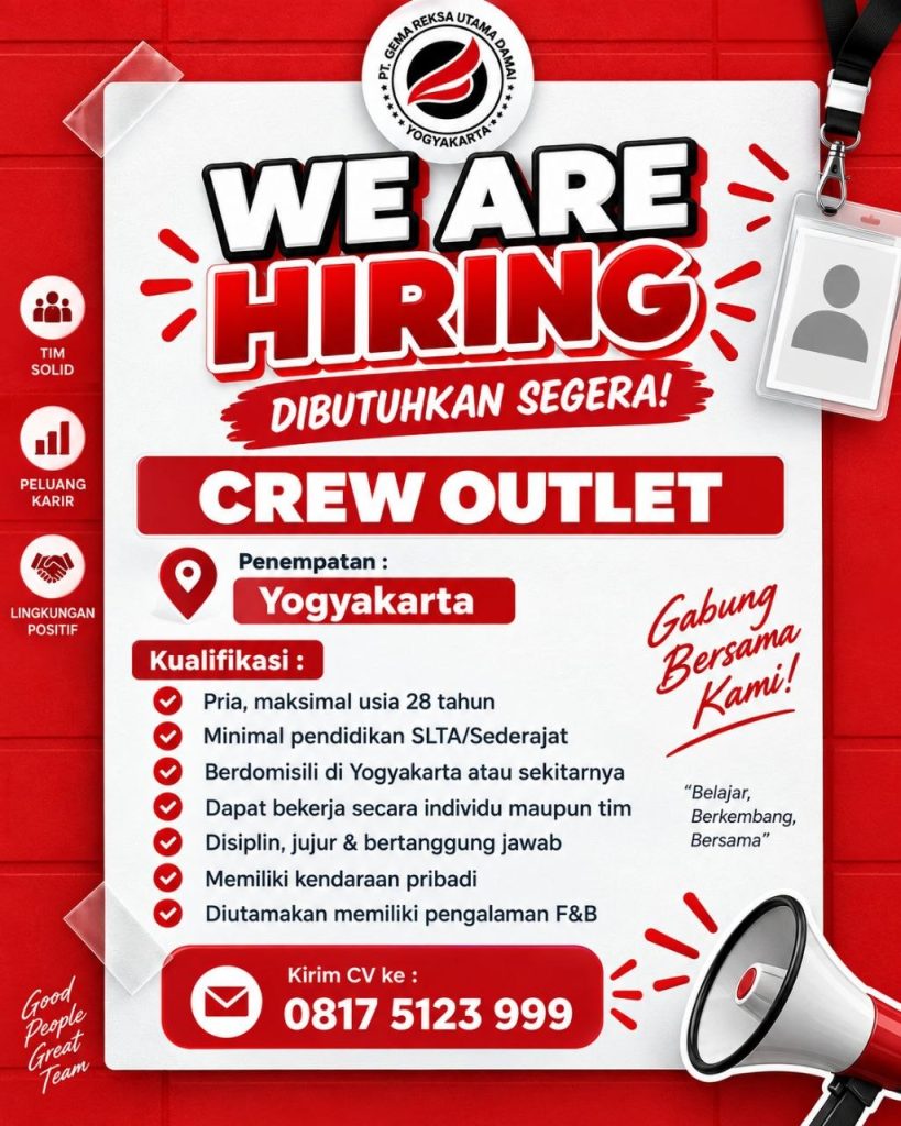 Poster lowongan PT. GEMA REKSA UTAMA DAMAI