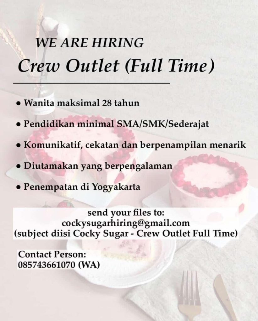 Poster lowongan Cocky Sugar
