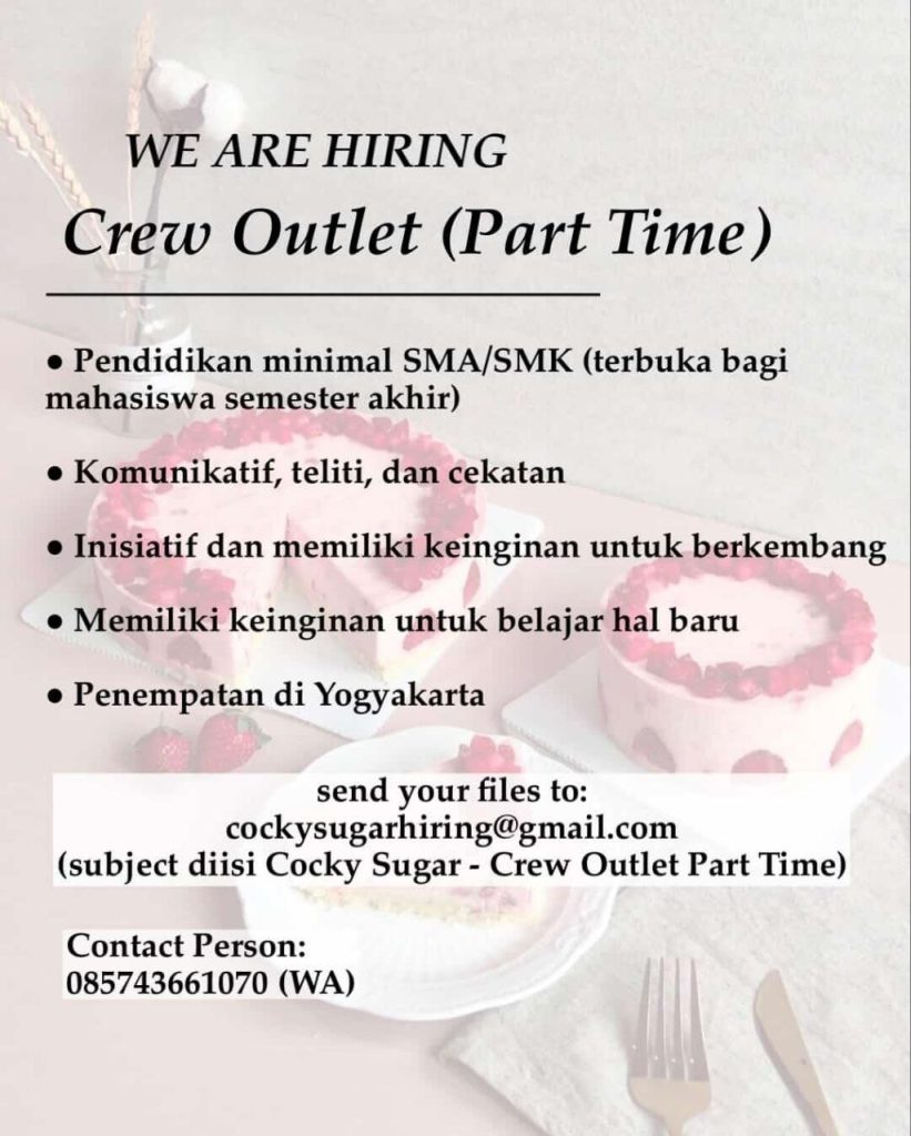 Poster lowongan Cocky Sugar