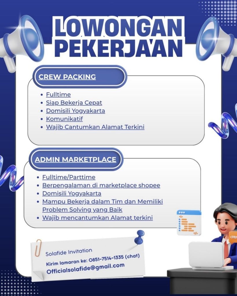 Poster lowongan SOLAFIDE INVITATION