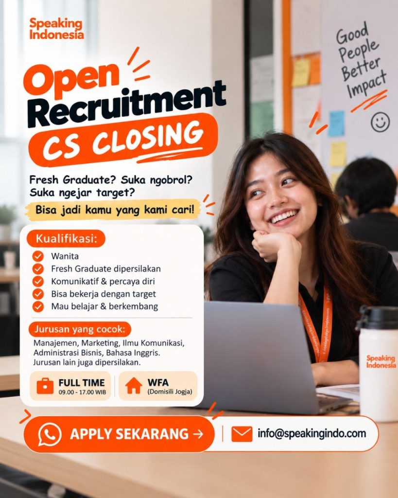 Poster lowongan Speaking Indonesia