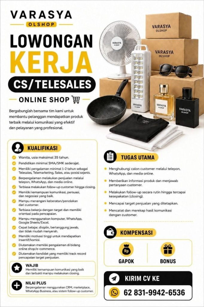 Poster lowongan VARASYA