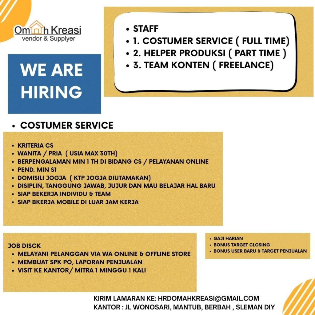 Poster lowongan OMAH KREASI