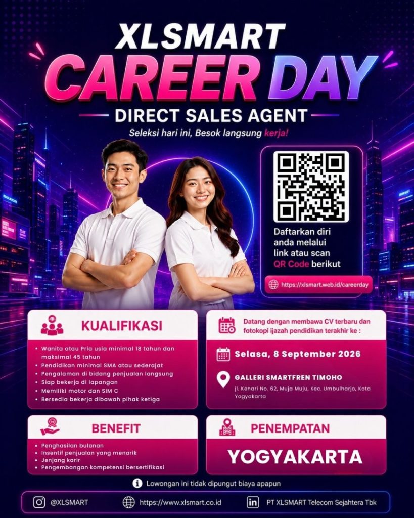 Poster lowongan PT XLSMART Telecom Sejahtera Tbk