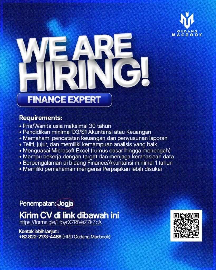 Poster lowongan Gudang Macbook