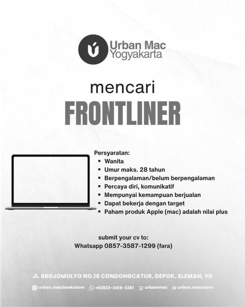 Poster lowongan Urban Mac