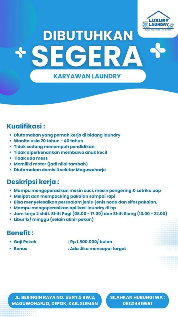 Poster lowongan Luxury Laundry
