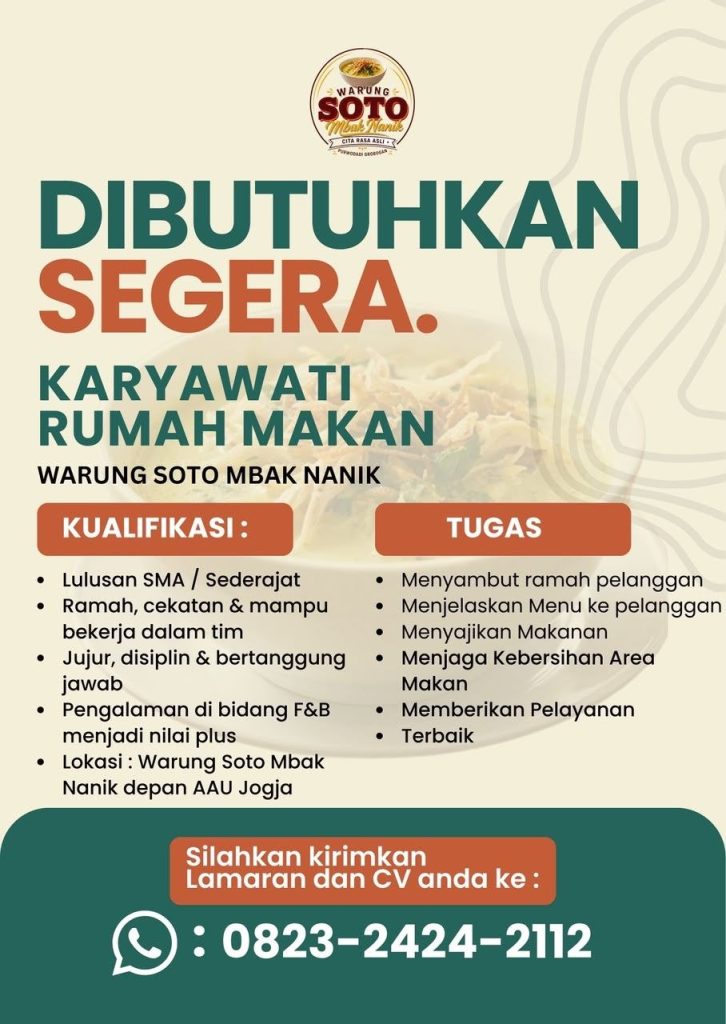 Poster lowongan Warung Soto Mbak Nanik