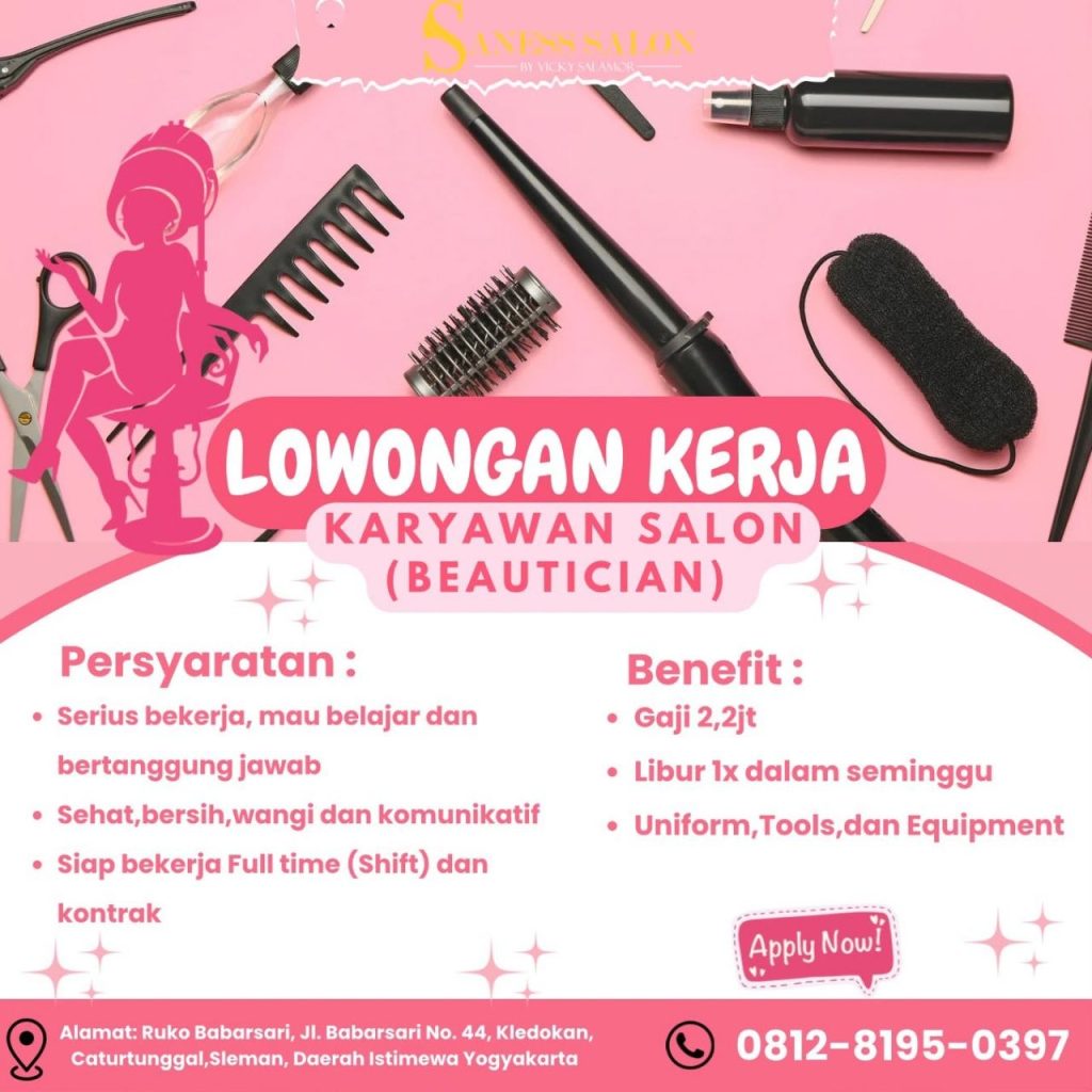 Poster lowongan Saness Salon by Vicky Salamor