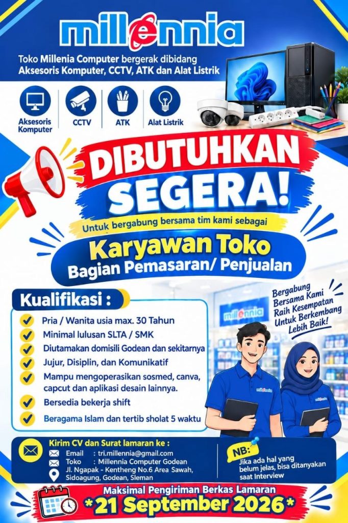 Poster lowongan Millenia Computer
