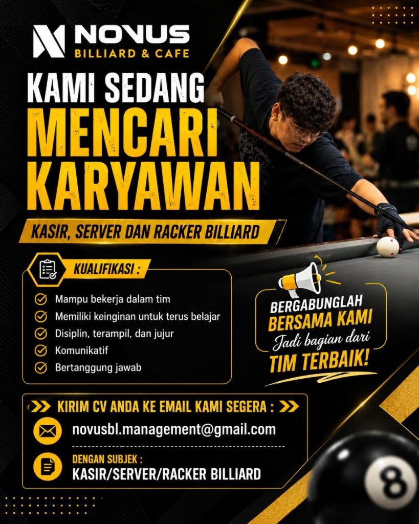 Poster lowongan Novus Billiard & Cafe