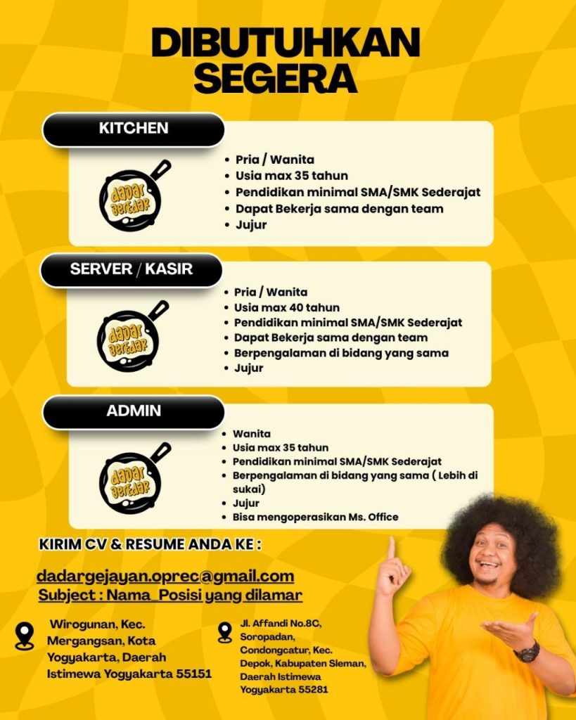 Poster lowongan Dadar Bertdap