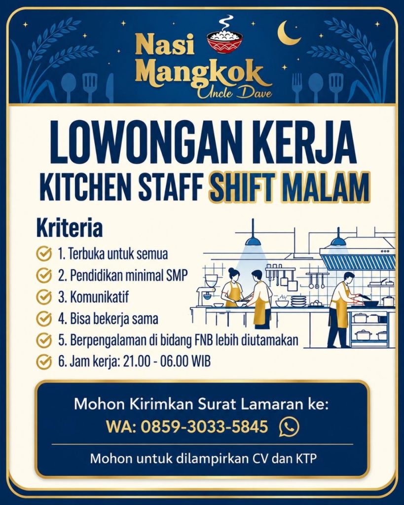 Poster lowongan Nasi Mangkok Uncle Dave