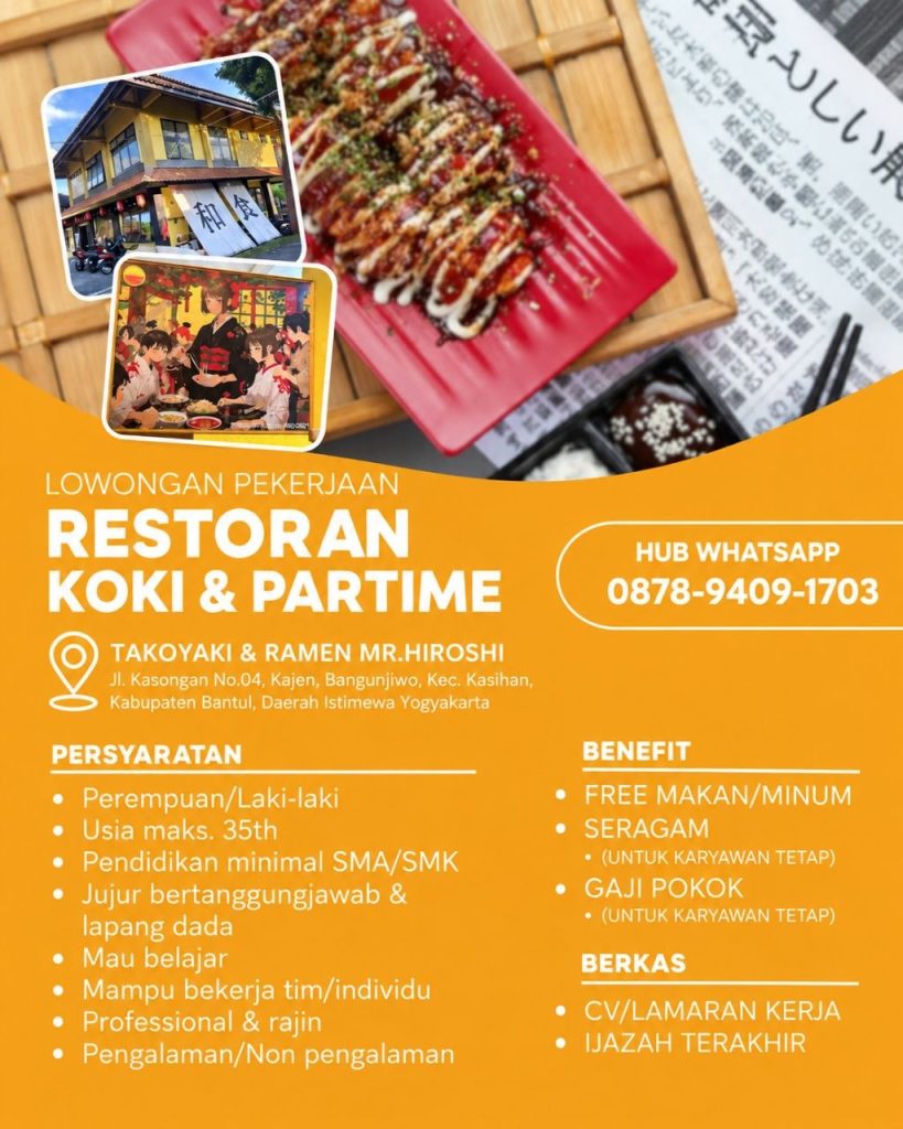 Poster lowongan Takoyaki & Ramen Mr.Hiroshi