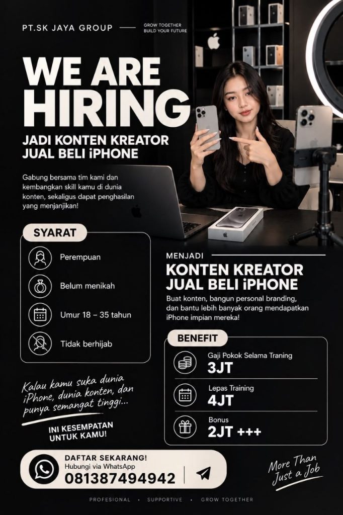 Poster lowongan PT.SK JAYA GROUP