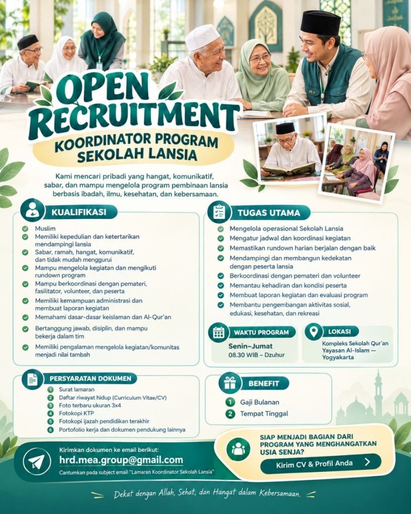 Poster lowongan Yayasan Al-Islam