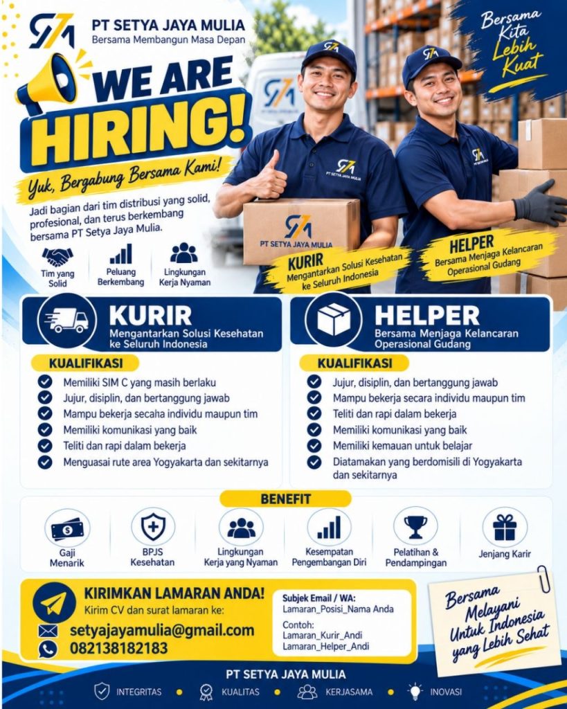 Poster lowongan PT Setya Jaya Mulia