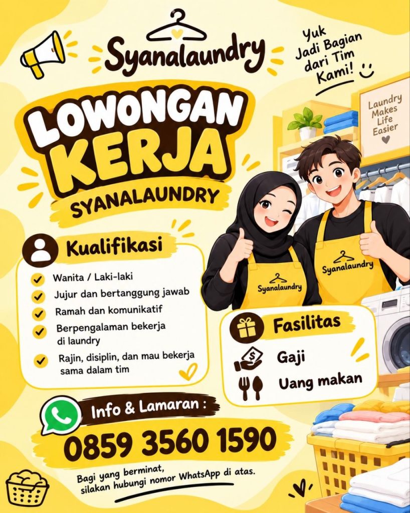 Poster lowongan Syanalaundry