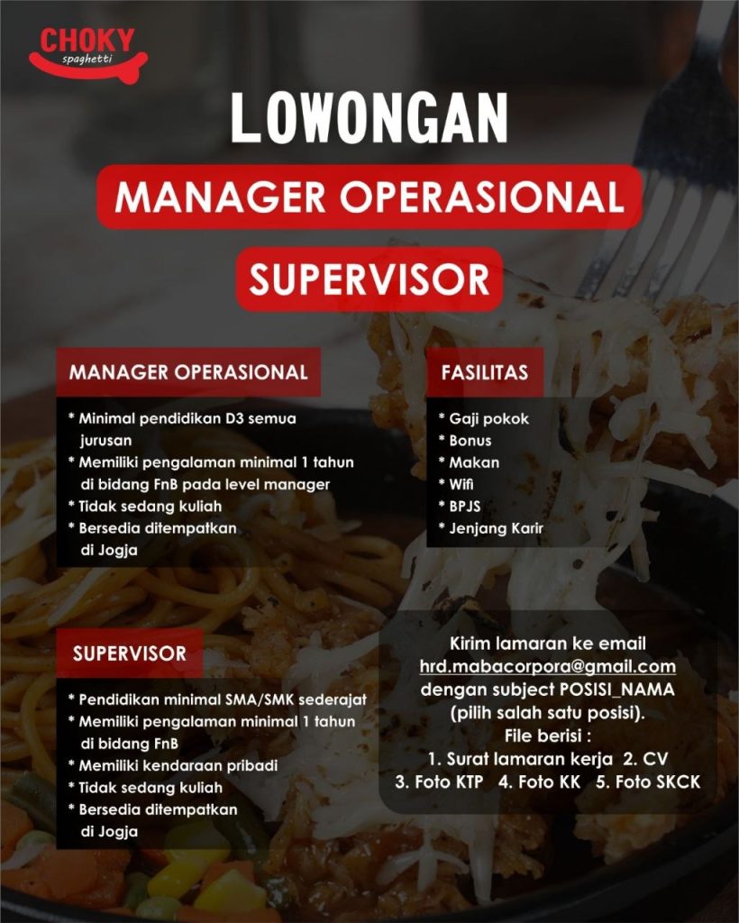 Poster lowongan CHOKY spaghetti