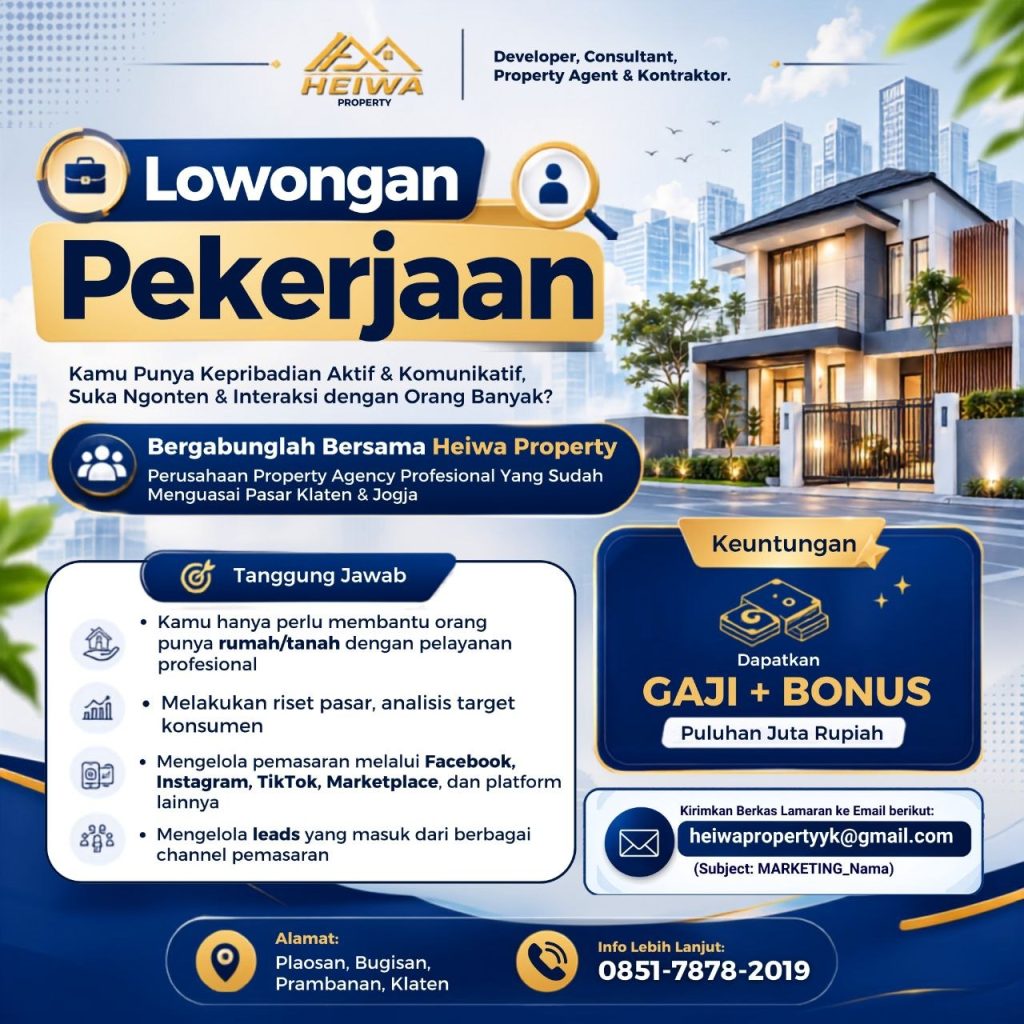 Poster lowongan Heiwa Property
