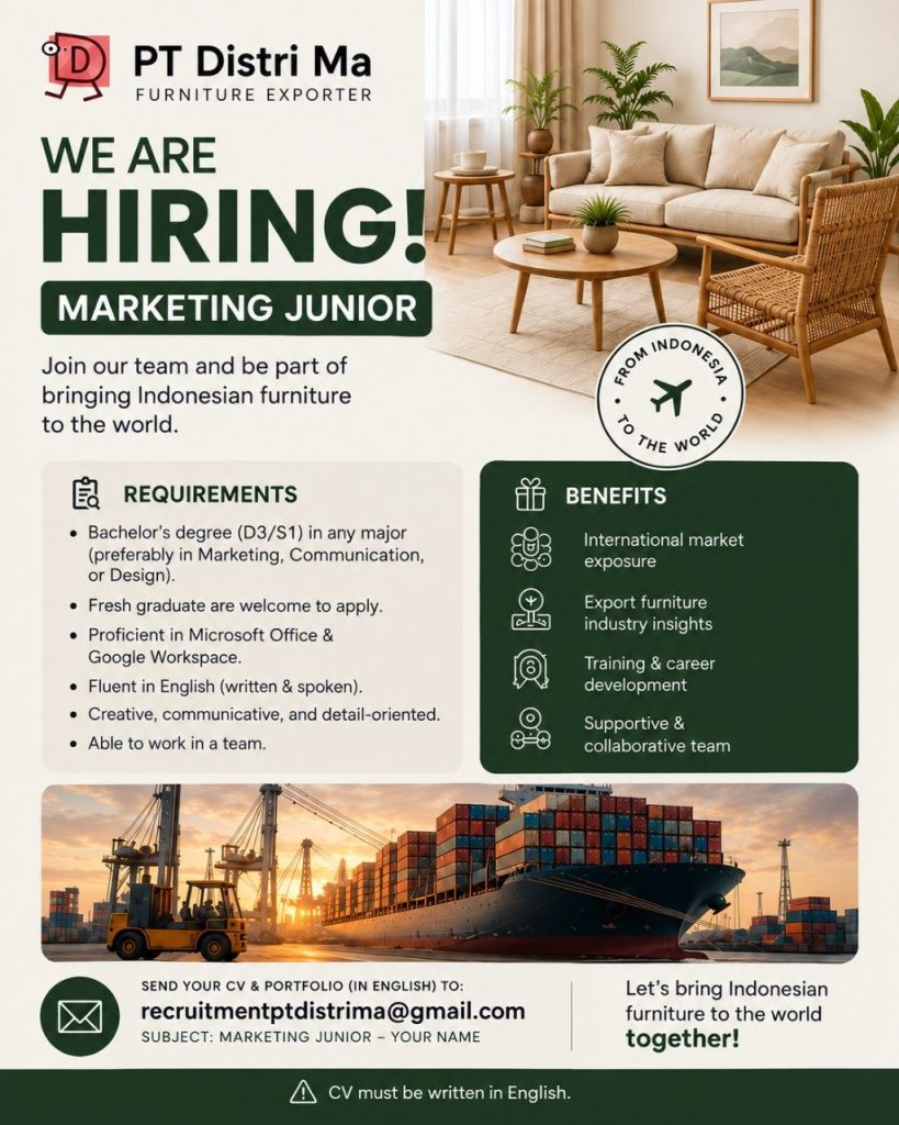 Poster lowongan PT Distri Ma