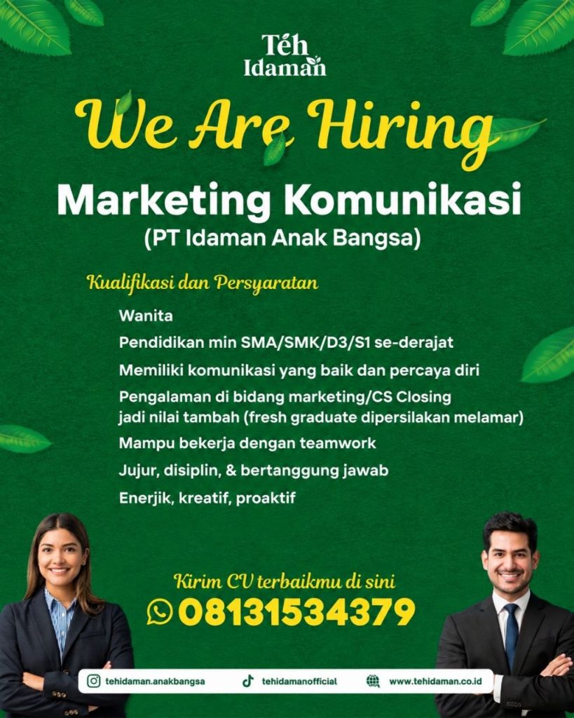 Poster lowongan PT Idaman Anak Bangsa