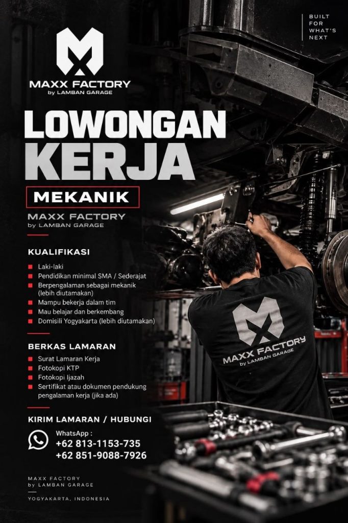 Poster lowongan MAXX FACTORY by LAMBAN GARAGE