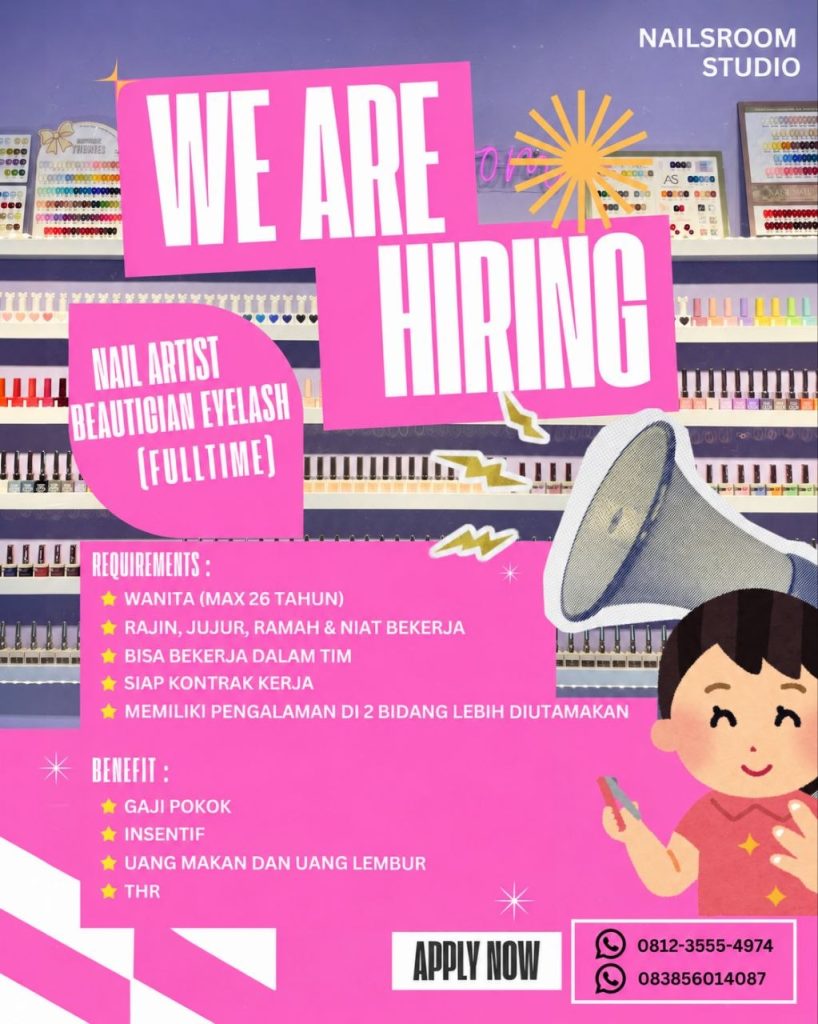 Poster lowongan NAILSROOM STUDIO