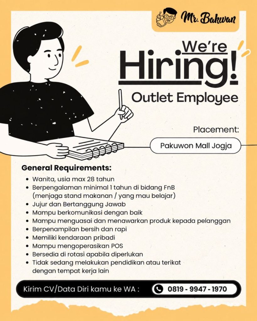 Poster lowongan Mr. Bakwan