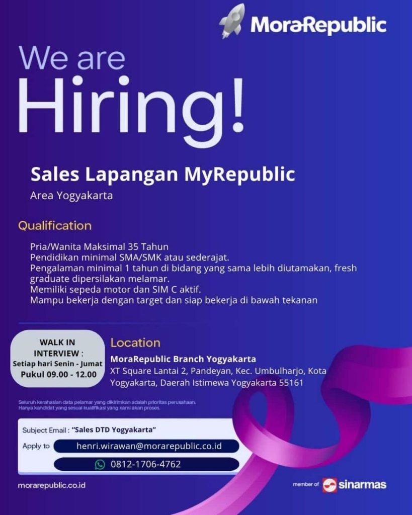 Poster lowongan MoraRepublic