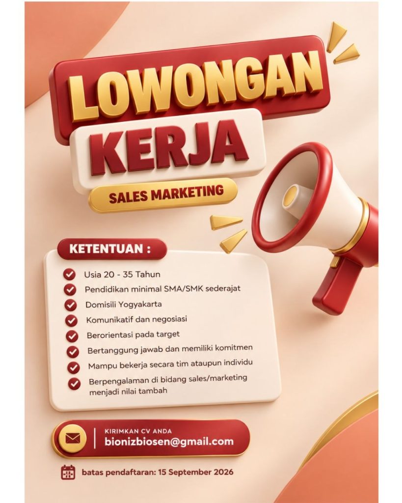 Poster lowongan Bionizbiosen