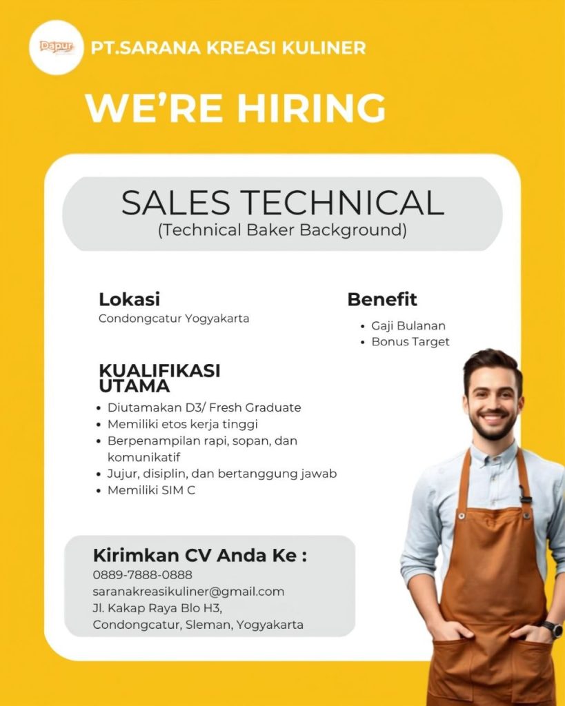 Poster lowongan PT.SARANA KREASI KULINER